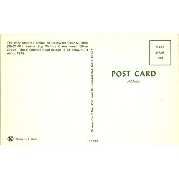 Covered Bridge Postcards Travel Souvenir Unposted Delaware County Ohio Vintage - Picture 2 of 2